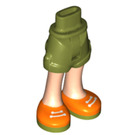 LEGO Olijfgroen Heup met Rolled Omhoog Shorts met Oranje Shoes met dun scharnier (36198)