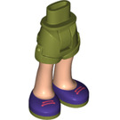 LEGO Olive Green Hip with Rolled Up Shorts with Purple shoes with Thick Hinge (35557)
