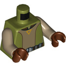 LEGO Olivengrønn Kanan Jarrus med Øye Maske Minifigur Overkropp (973 / 76382)