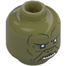 LEGO Olive Green Kithaba Head (Recessed Solid Stud) (3274)