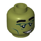 LEGO Olive Green Monster Rocker Minifigure Head (Recessed Solid Stud) (3626 / 22180)