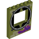 LEGO Olive Green Panel 1 x 6 x 6 with Window Cutout with Circular window frame (15627 / 17662)