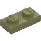 LEGO Olijfgroen Plaat 1 x 2 (3023 / 28653)