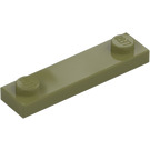 LEGO Verde oliva Piastra 1 x 4 con Due Bottoncini senza scanalatura (92593)