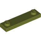 LEGO Olive Green Plate 1 x 4 with Two Studs without Groove (92593)