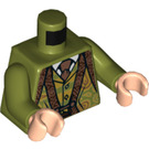 LEGO Olijfgroen Professor Filius Flitwick met Groen en Geel Top Minifiguur Torso (973 / 76382)