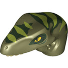 LEGO Olive Green Raptor Dinosaur Head with Orange and Brown Stripes (11853 / 11864)