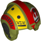 LEGO Olive Green Rebel Pilot Helmet with Nix Jerd Yellow and Red Pattern (30370 / 36014)