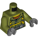 LEGO Olivengrøn Rescue Worker med Sikkerhedshjelm, Breathing Tank, og Luft Slange Minifig Torso (973 / 76382)