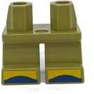 LEGO Olive Green Short Legs with Yellow and Dark Blue Shoes (41879 / 102036)