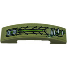 LEGO Olive Green Slope 1 x 4 Curved Double with Teeth, Scales, and Electronics (Right) Sticker (93273)