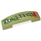 LEGO Olive Green Slope 1 x 4 Curved Double with Vines and Music Scales (Left) Sticker (93273)