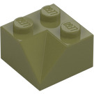 LEGO Olive Green Slope 2 x 2 (45°) with Double Concave (Rough Surface) (3046 / 4723)