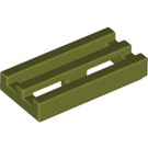 LEGO Olive Green Tile 1 x 2 Grille (with Bottom Groove) (2412 / 30244)