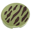 LEGO Olive Green Tile 2 x 2 Round with Stripes Sticker with "X" Bottom (4150)