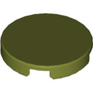 LEGO Olive Green Tile 2 x 2 Round with "X" Bottom (4150)