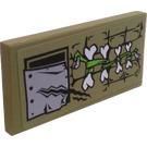 LEGO Olive Green Tile 2 x 4 with Bones and Torn Metal Plate Sticker (87079)