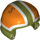 LEGO Olijfgroen X-Vleugel Ground Crew Helm met Oranje en Wit Deoration (23734)