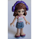 LEGO Olivia, hvid En Skulder Tod, Sand Blå Nederdel og Hovedtelefoner Minifigur