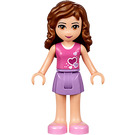 LEGO Olivia with Pink Heart Top with White Undershirt and Lavender Skirt Minifigure