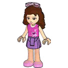 LEGO Olivia with Pink Heart Top with White Undershirt and Lavender Skirt with Sunglasses Minifigure
