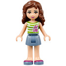 LEGO Olivia met Sand Blauw Rok en Groen en Wit Striped Top Minifiguur