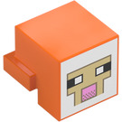 LEGO Orange Animal Head with Sheep Face with White Background and Tan Outline (103728 / 106290)