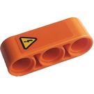 LEGO Orange Beam 3 with Electrical Hazard Sign Sticker (32523)