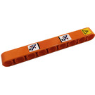 LEGO Orange Beam 9 with Exclamation Mark in Danger Sign, Arrows, Crane Arms Sticker (40490)