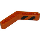 LEGO Orange Faisceau Courbé 53 degrés, 4 et 4 des trous avec Noir et Orange Danger Rayures (La gauche) Autocollant (32348)
