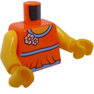 LEGO orange Blouse Torso med Akva Trim og hvid Blomster med bar ryg (76382 / 88585)