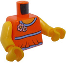 LEGO Orange Blouse Torso mit Aqua Trim und Weiß Blumen mit Halfter zurück (76382 / 88585)