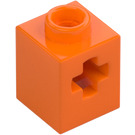 LEGO orange Klods 1 x 1 med Aksel hul (73230)