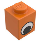 LEGO Orange Backstein 1 x 1 mit Eye ohne Punkt auf der Pupille (82357 / 82840)