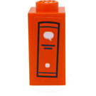 LEGO Oranje Steen 1 x 1 x 1.6 met Twee Studs aan de zijkant met Rug of Book met Speech Bubbel Sticker (32952)