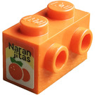 LEGO Orange Backstein 1 x 2 mit Bolzen auf Eins Seite mit Orange und Schwarz 'Naranjitas' Aufkleber (11211)