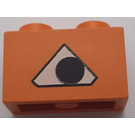 LEGO Orange Backstein 1 x 2 mit Triangle mit Schwarz Cricle mit Unterrohr (3004)