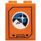 LEGO Oranje Steen 1 x 2 x 2 met Arctic Explorer logo Sticker met Stud houder aan de binnenzijde (3245)