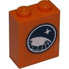 LEGO Oranje Steen 1 x 2 x 2 met Arctic Explorer logo Sticker met Stud houder aan de binnenzijde (3245)