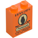 LEGO Orange Stein 1 x 2 x 2 mit ‘Eeylops Premium Eule Treats’ und Eule mit Noppenhalter innen (3245 / 107516)