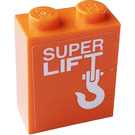 LEGO Orange Brick 1 x 2 x 2 with SUPER LIFT Sticker with Inside Stud Holder (3245)
