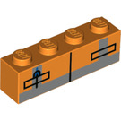LEGO Orange Brique 1 x 4 avec Pockets (3010 / 55822)