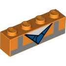 LEGO Oranje Steen 1 x 4 met Veiligheidsvest met neck (3010 / 55821)