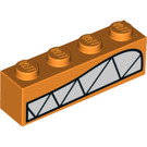 LEGO Orange Brick 1 x 4 with White Teeth (3010 / 53122)