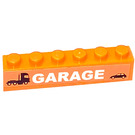 LEGO Orange Brick 1 x 6 with 'GARAGE' Sticker (3009)