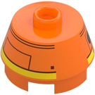 LEGO Orange Brick 2 x 2 Round with Sloped Sides with Chopper Astromech Droid Head (98100 / 104763)