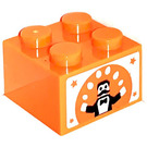 LEGO Oranje Steen 2 x 2 met Juggler Sticker (3003)