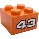 LEGO Orange Brick 2 x 2 with n° 43 on orange background Sticker (3003)