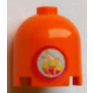 LEGO Orange Backstein 2 x 2 x 1.7 Runden Zylinder mit Dome oben mit Flamme Aufkleber (Sicherheitsbolzen) (30151)