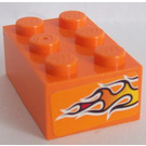 LEGO Orange Brick 2 x 3 with Orange Flames Sticker (3002)